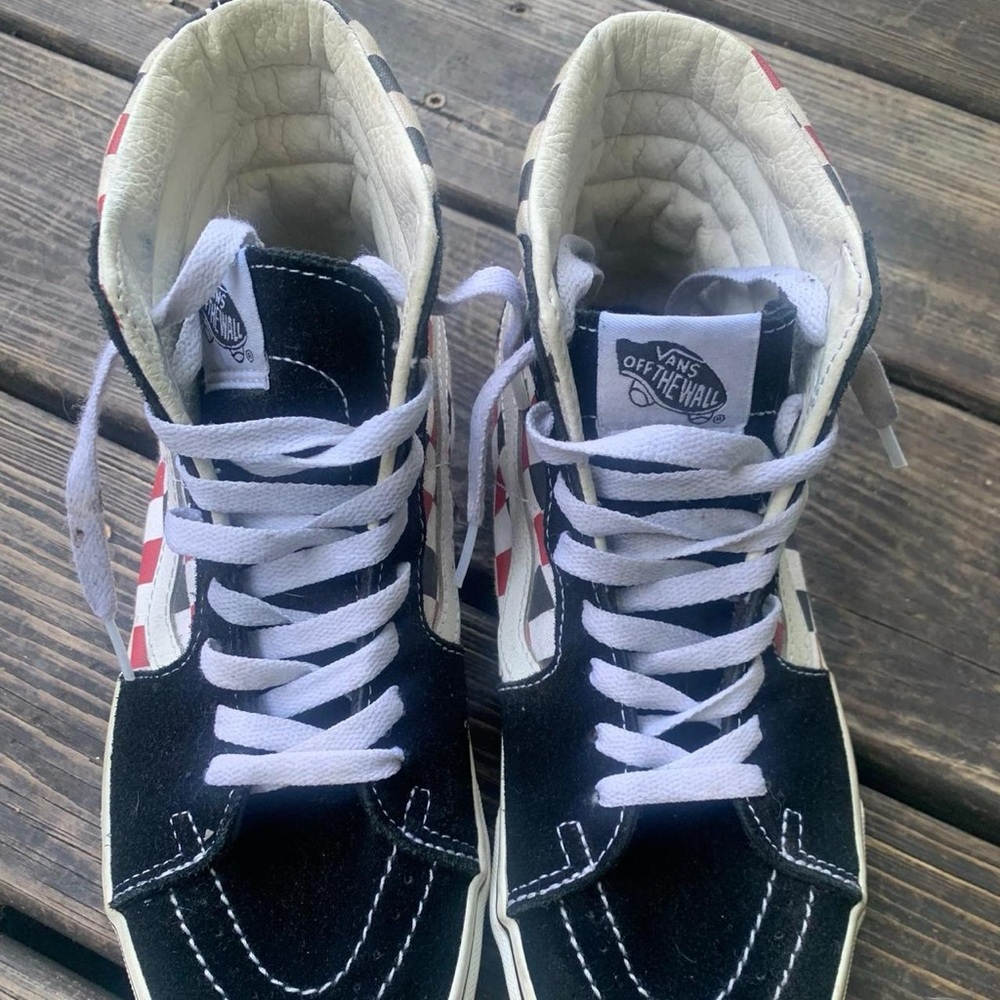 Vans Kids High-Top Sneakers - Black, White, and Red